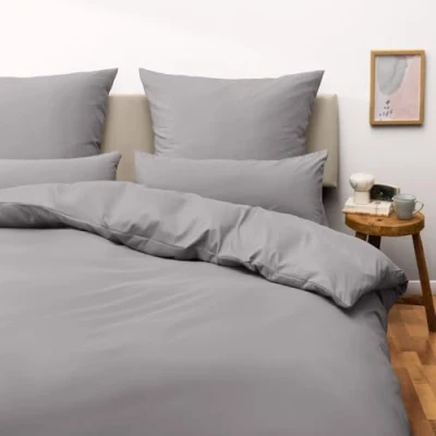 Image de Blumtal Parure de lit double 240 x 220 cm avec taies d&#039;oreiller 50 80 cm, en microfibre douce, certifiée Oeko Tex, housse couette + 2 d&#039;oreiller, 3 pièces, gris