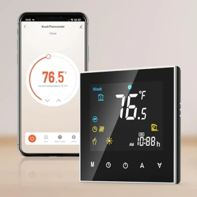 Image de Hombasing Thermostat Connecté WiFi, Programmable pour Chaudière/Chauffe Eau, Télécommande et Commande Vocale, Installation Facile, Fonctionne avec Amazon Echo, Google Home, etc.