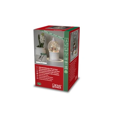 Image de Konstsmide Boule à neige LED Lanterne rotative Scène de Noël blanche remplie d&#039;eau Minuterie 5 heures 1 diode chaude Fonctionne piles USB Intérieur 3 x AA 1,5 V (non inclus)