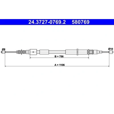 Image de ATE 24.3727 0769.2 Câble De Frein 1106 OPEL: Corsa C 3/5 portes, VAUXHALL: Mk2