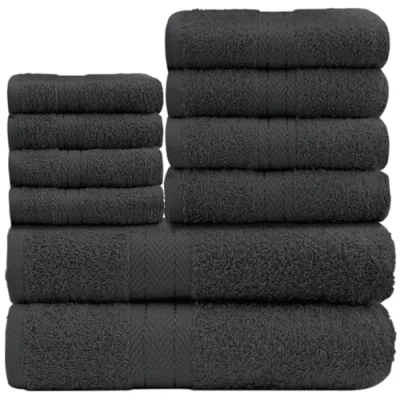 Image de GC GAVENO CAVAILIA Lot de 10 Serviettes Douces 4 pour Le Visage, Les Mains, 2 Bain Absorbantes, 450 g/m², Lavables Anthracite