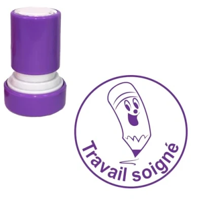 Image de Travail soigné Tampons Auto Encreurs Enseignants Pourpre 22mm, Re éncrable^