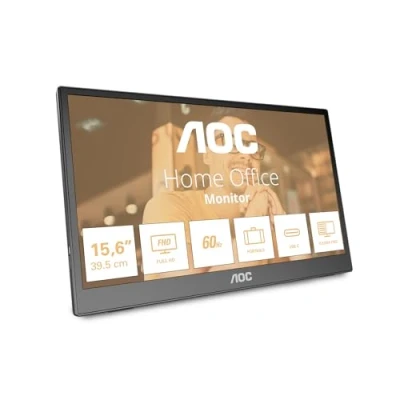 Image de AOC 16T3EA Moniteur Portable 16 Pouces (1920x1080, Port USB C, Pied Multi Angle) Noir Gris