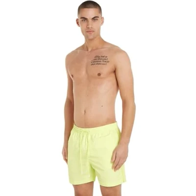 Image de Calvin Klein Short de Bain Homme Medium Drawstring Mi Long, Jaune (Sunny Lime), M