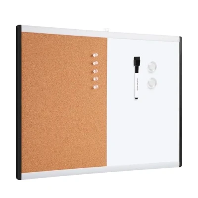 Image de Amazon Basics Rectangulaire effaçable à sec magnétique, tableau combiné, cadre en plastique/aluminium, 1 pièce, 43.2 cm x 58.4 cm, blanc, jaune
