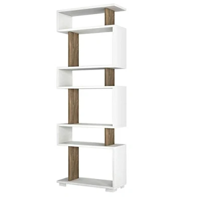 Image de Étagère à livres Blok White, Walnut Scandinave Moderne