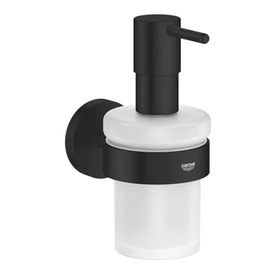 Image de GROHE Start Distributeur de Savon avec Support, 160ml, Convient aux Supports et Cube, A coller QuickGlue ou à visser, Noir Mat, 411952430