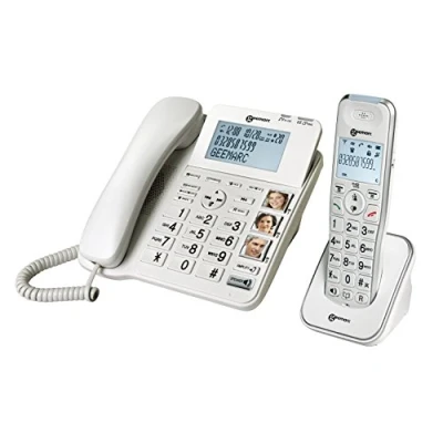 Image de Geemarc Amplidect 295 Combi Téléphone Amplifié Filaire et son Combiné Additionnel avec Répondeur, Sonnerie Puissante Grosses Touches pour Séniors Perte Auditive Faible ou Moyenne Version FR