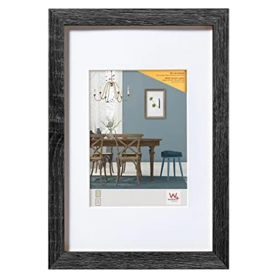 Image de walther design Fiorito EFX050D Cadre Photo en Bois avec Verre Synthétique et Passe Partout, 40 x 50 cm, Gris Foncé