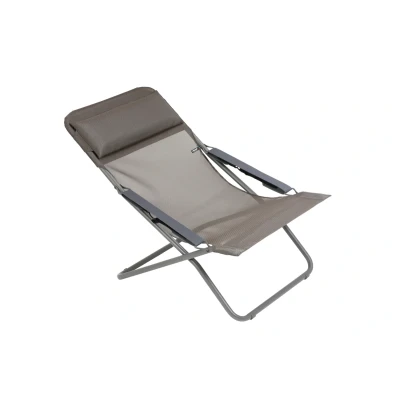 Image de LAFUMA MOBILIER Bain de Soleil Pliant Multiposition TRANSABED Toile Batyline Résistante Chaise Longue Terrasse, Piscine et Jardin 3 Positions, Tout Confort, Fabriqué en France Marron GRAPHITE
