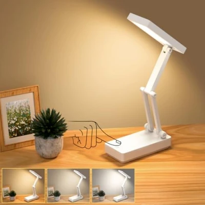 Image de Lampe de Bureau,Table Lampes sans Fil,Lampe Portable &amp; Pliable, Chevet avec 3 Luminosité Graduable, LED Rechargeable, 2400 mAh pour Chambre Coucher, Lecture, Bureau