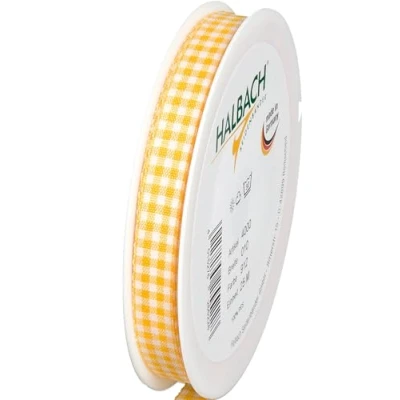 Image de Halbach Seidenbänder Vichy Ruban à carreaux pour cadeaux Largeur : 10 mm Jaune