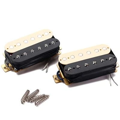 Image de Alnicov Micro guitare noir et crème Zebra face Humbucker Double bobine micros électrique 50 / 52Mm avec installation d&#039;accessoires de cadre