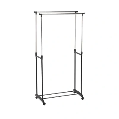 Image de MSV Double Portant à vêtements Extensible 95 160cm INOX Noir