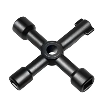 Image de LogiLink WZ0072 Clé cruciforme universelle pour armoires électriques et systèmes de fermeture d&#039;eau avec carré (6,8 mm), double panneton (5,5 triangulaire (10 mm)