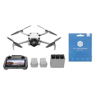 Image de DJI Mini 4 Pro Fly More avec RC 2 + Card Care Refresh 1 Year Plan, Drone Pliable Caméra 4K, Moins de 0,549 lb/249 g, Temps Vol 34 min, Batteries Supplémentaires, C0