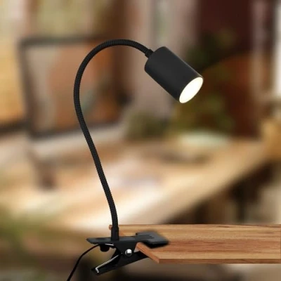 Image de B.K.Licht lampe de bureau avec interrupteur à fil, lumière blanc chaud, orientable, lecture, pince, chevet, lecture enfants, lit, 40x10x6,5 cm, noir