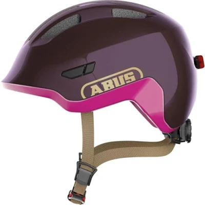 Image de ABUS Casque pour enfants Smiley 3.0 ACE LED de vélo avec lumière ajustement profond &amp; place une tresse filles et garçons Violet Brillant, taille M