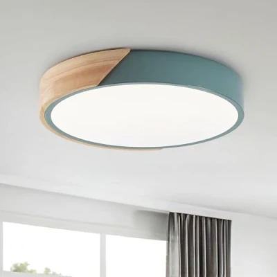Image de GHiycotdl Plafonnier LED Bois, Dimmable Lampes de Plafond rond intérieur avec télécommande, minuterie automatique 24W Pour Salon, Chambre, Cuisine, Couloir(Vert 50CM)
