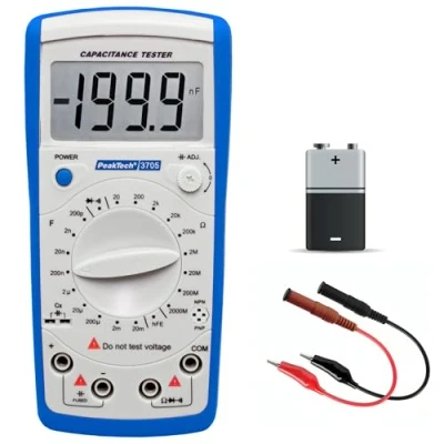 Image de peaktech capacimetre 20 mF/Ohmmètre 2000 Mohm/Testeur de continuité/diodes Test/Test Transistor HFE, 1 pièce, P 3705