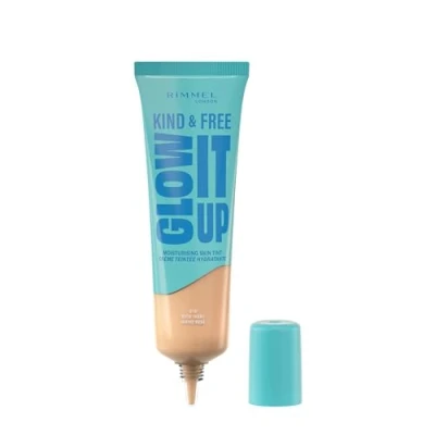 Image de Rimmel London Kind &amp; Free GLOW IT UP Moisturising Skin Tint, 010, Rose Ivory, Soothes and Calms Sensitive Skin, Healthy Glow, All Day Hydration, 30ml
