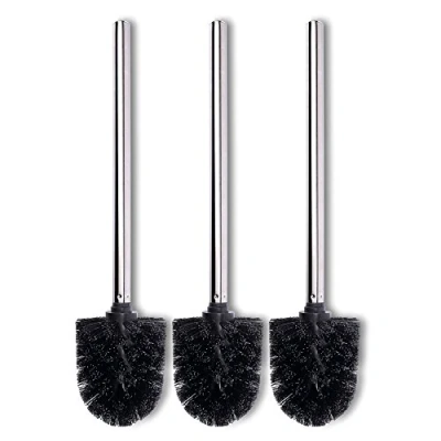 Image de Schramm® 3 Pack brosses de Remplacement pour WC tête Brosse Noire poignée en Acier Inoxydable polie remplaçable Individuellement