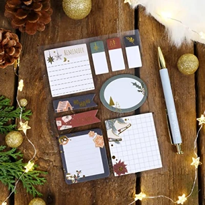 Image de Bullet Journal notes autocollantes Patins à glace 9 blocs différents de adhésives pour la période Noël To do ton carnet set 2