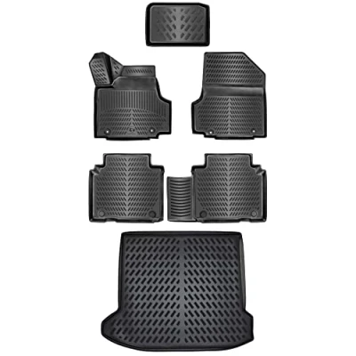 Image de ELMASLINE Lot de tapis en caoutchouc 3D, bac coffre et pour Hyundai IONIQ 5 à partir 2021 Frunk, sol,