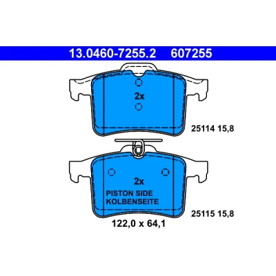 Image de ATE 13.0460 7255.2 Jeu de plaquettes frein non préparé pour indicateur d&#039;usure, contact signal d&#039;usure exclu JAGUAR: XF Berline, XK Coupe