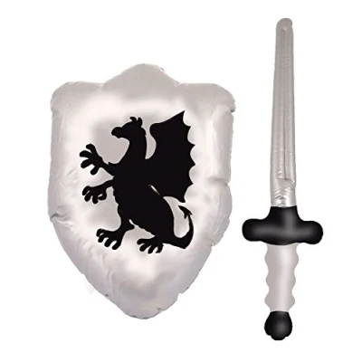 Image de HENBRANDT Set de 2 Knights Gonflable Swords et Dragon Boucliers Bouclier &amp;Épée, One Size (Pack of 2)