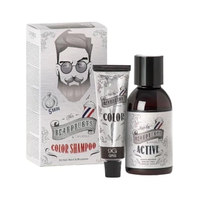 Image de Beardburys Color Shampooing pour hommes, couverture semi permanente des gris, sans parabène, GreyColour 30 ml et actif 45