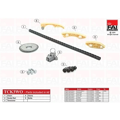 Image de FAI AutoParts TCK3WO Jeu de distribution à chaînes sans joints, roues dentées Simplex, Chaîne vélo OPEL: Vectra C CC, Zafira A, Signum CC