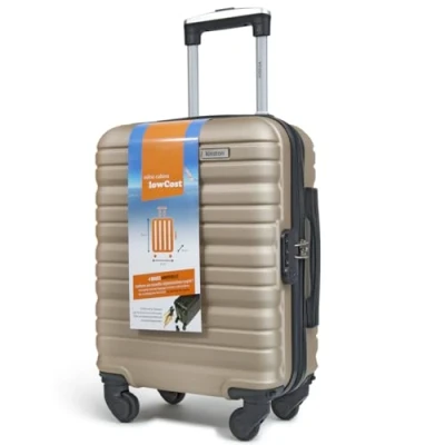 Image de KINSTON Valise Cabine pour EasyJet 4 Roues Détachables Taille LowCost Bagage à Main Léger et Durable, Pivotantes Amovibles Démontable Champagne