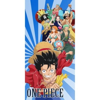 Image de Halantex ONE PIECE CIURMA Luffy Roronoa Usopp Nami Serviette de plage 100 % coton Dimensions 70 x 140 cm Multicolore OP 2642T