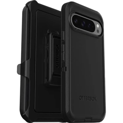 Image de OtterBox Coque pour Google Pixel 9 Pro XL Defender Series Noir, Robuste et Durable, avec Protection des Ports, Comprend Un Clip Holster Une béquille