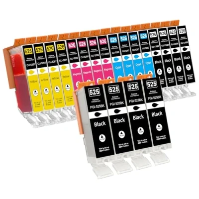Image de Jhaan PGI 525 CLI 526 Remplacement pour Canon PGI525 CLI526 PIXMA MG5350 MG6150 MG6250 MG5150 IX6550 MG5250 MG8150 MG8250 MX885 MX895 MX715 IP4850 IP4950 Imprimante(20 Pack)
