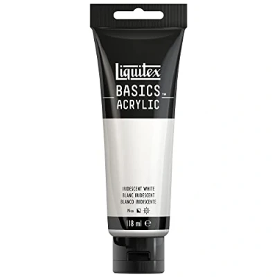 Image de Liquitex 8870075 Basics peinture acrylique, artistique monopigmentée, résistante à la lumière, qualité archive, finition satinée, tube de 118 ml Blanc Iridescent