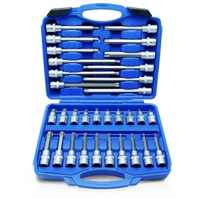 Image de CCLIFE 32 pièces clé à douille coffret cle Jeu de douilles embouts Torx multiple embout T20 T70 1/2 (12,5mm)