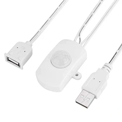 Image de Mini capteur de Mouvement Infrarouge à LED, commutateur Automatique 4A DC 5 24V détecteur PIR 120 degrés avec Interface LED/USB(Blanc)