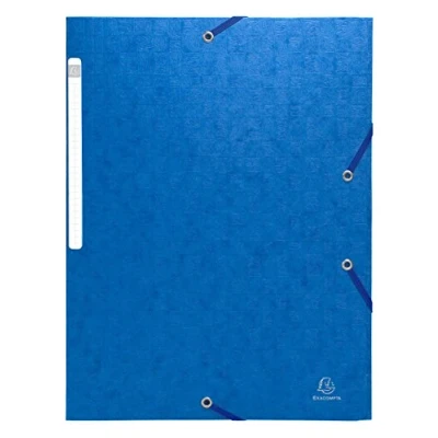 Image de Exacompta Réf. 55752E Paquet de 10 chemises à élastiques Scotten pochettes 3 rabats Maxi Capacity en carte lustrée gaufrée dim 24 x 32 cm pour documents au format A4 couleur bleu
