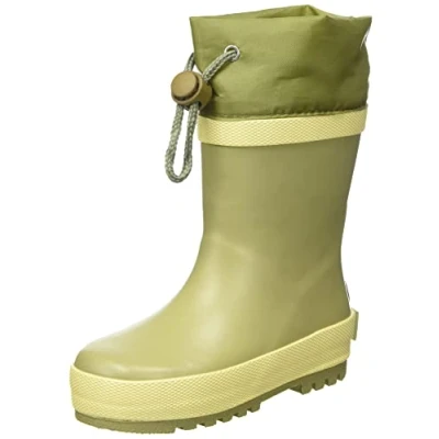 Image de Playshoes Bottes en caoutchouc avec cordon de serrage pluie Mixte Enfant, Olive, 24 EU