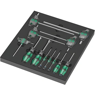 Image de Wera 05150104001 Insert en mousse 9713, jeu de tournevis Hex 1, 12 pièces Noir vert