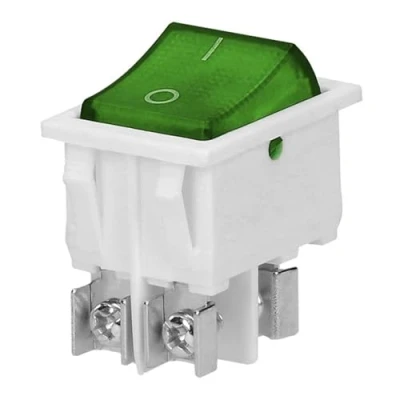 Image de Miratic Interrupteur avec Voyant Lumineux 12v Bouton Rétroéclairé On Off à Bascule Encastrable pour Installation Dans le Cockpit ou Multiprise (boîtier blanc/bouton vert)