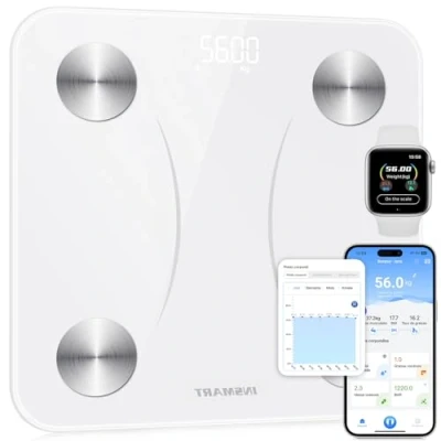Image de INSMART Pese Personnes, 30 * CM Large Plateforme Bluetooth Balance PersonneBalance Connectée avec IMC, 16 Body Composition Connectée, Health Monitoring Analyser Synchronised APP