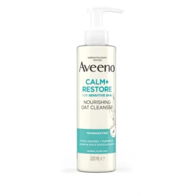Image de Aveeno Face Calm+Restore nettoyant nourrissant à l&#039;avoine (1 x 200 ml), doux avec avoine prébiotique et camomille apaisante, non moussant, aide préserver la barrière de peau