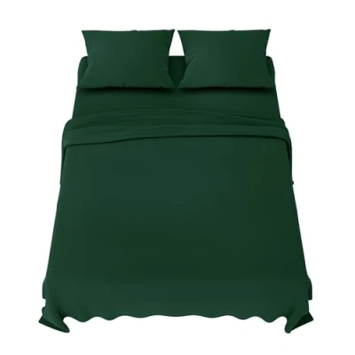 Image de Dreamzie Parure de Lit 180x200 cm 4 Pièces en Microfibre Drap Housse Plat 2 Personnes 270x290 Taie Oreiller 50x80 Certifié Oeko Tex Vert