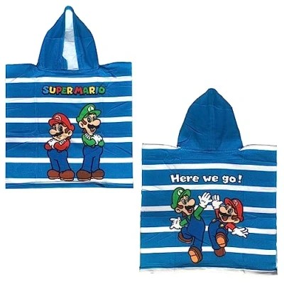 Image de cartoon Poncho Sea Peignoir en microcoton, plage, piscine, 50 x 100 cm (Super Mario, 1), Taille unique