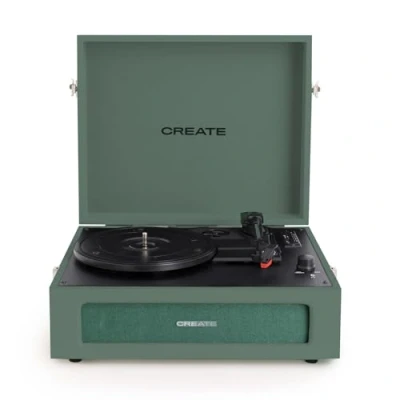 Image de CREATE RECOR Player Retro/Tourne disque rétro vert Sage/avec Bluetooth, USB, SD, MicroSD et MP3