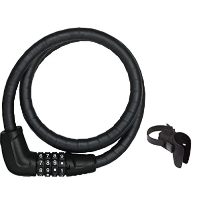 Image de Abus Cadenas à câble blindé Steel O Flex Tresorflex 6615C + Support SCMU Combinaison en d&#039;acier avec Blindage Douilles Niveau de sécurité 5 120 cm, Noir