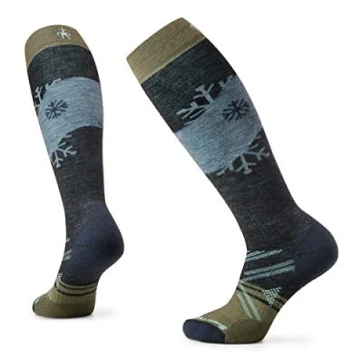 Image de Smartwool Women&#039;s ski Full Cushion Snowpocalypse Pattern OTC Socks, Chaussettes de à coussin complet pour femmes, motif Femme, Charcoal,